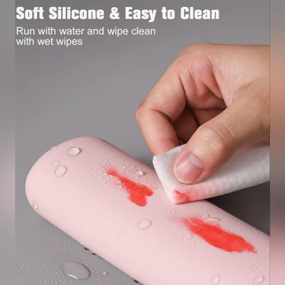 Sleek Silicone Travel Makeup Brush Holder Portable Waterproof Case Pink New - Picture 3 of 4